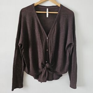 Babaton Brown Long Sleeve Oversized Top M